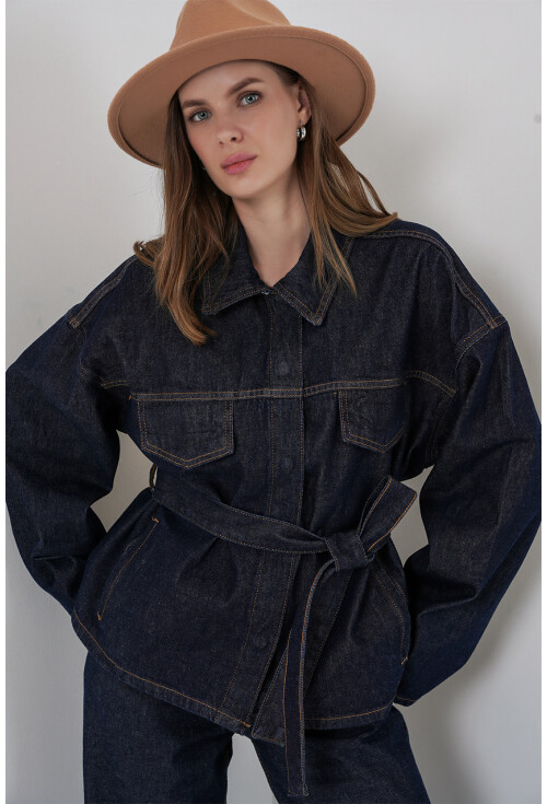 Kadın Ceket Pantolon Kot İkili Takım 30059