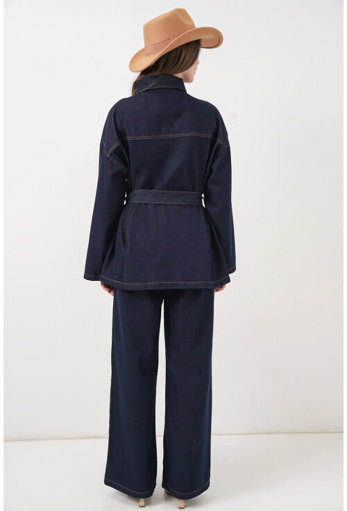 Kadın Ceket Pantolon Kot İkili Takım 30059