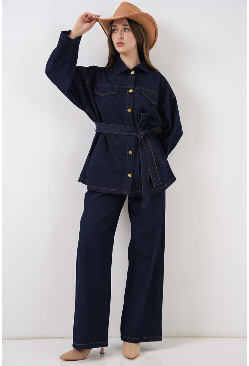 Kadın Ceket Pantolon Kot İkili Takım 30059