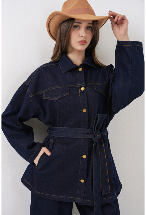 Kadın Ceket Pantolon Kot İkili Takım 30059