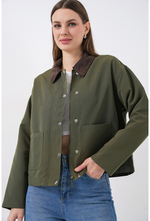 Kadın Cep Detaylı Kısa Ceket 5975