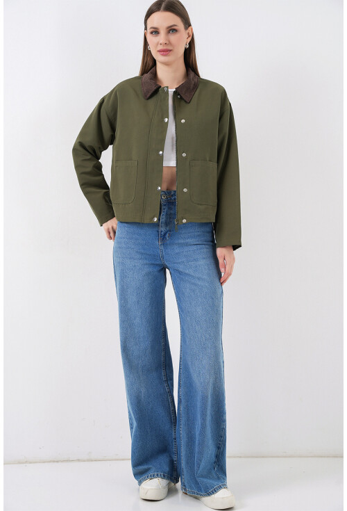 Kadın Cep Detaylı Kısa Ceket 5975