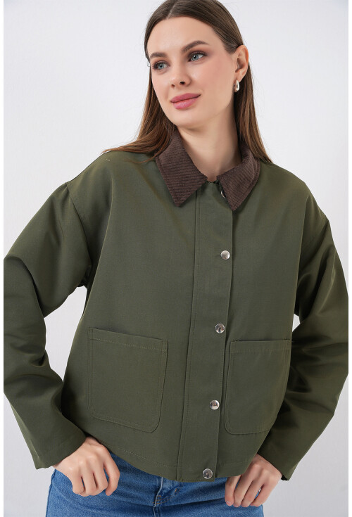 Kadın Cep Detaylı Kısa Ceket 5975