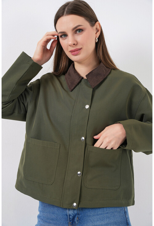 Kadın Cep Detaylı Kısa Ceket 5975