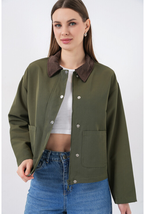 Kadın Cep Detaylı Kısa Ceket 5975