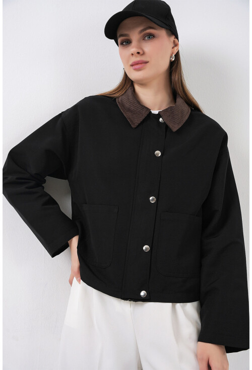 Kadın Cep Detaylı Kısa Ceket 5975