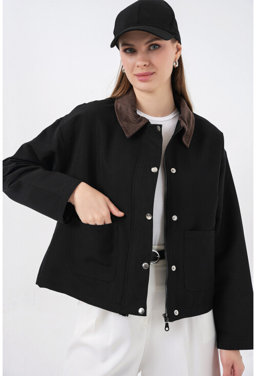 Kadın Cep Detaylı Kısa Ceket 5975