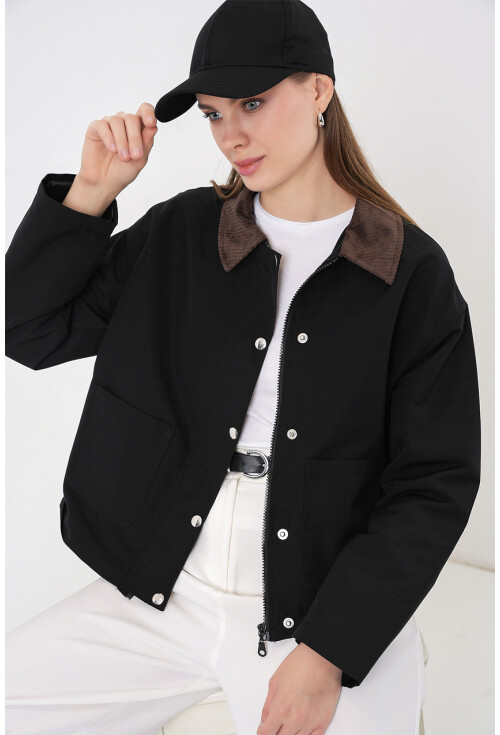 Kadın Cep Detaylı Kısa Ceket 5975