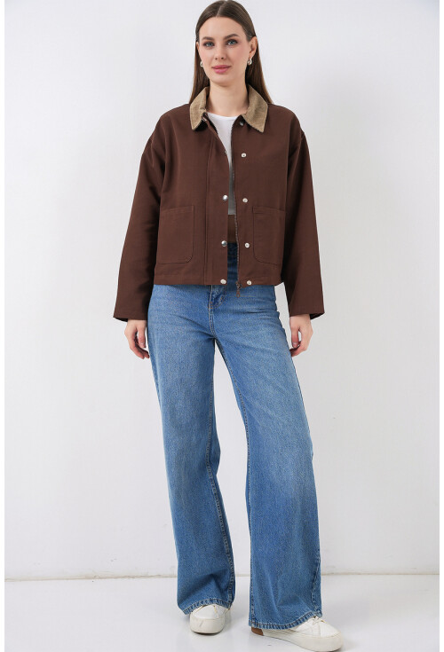 Kadın Cep Detaylı Kısa Ceket 5975