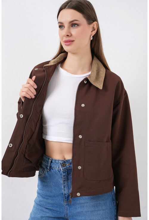 Kadın Cep Detaylı Kısa Ceket 5975