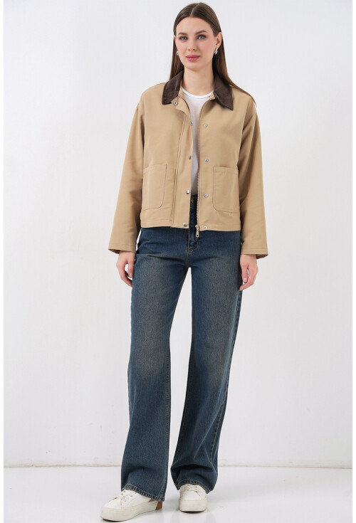 Kadın Cep Detaylı Kısa Ceket 5975