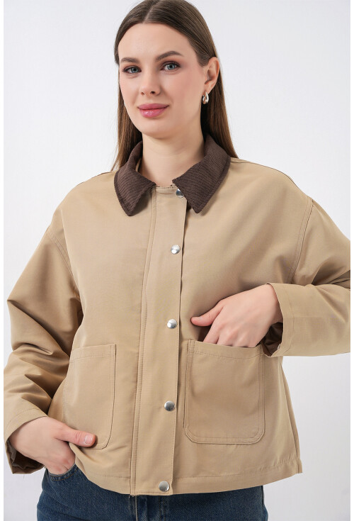 Kadın Cep Detaylı Kısa Ceket 5975