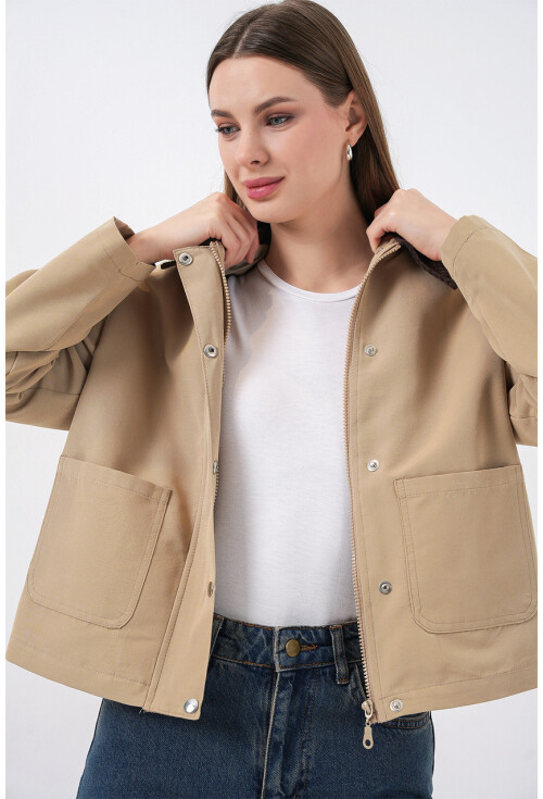 Kadın Cep Detaylı Kısa Ceket 5975