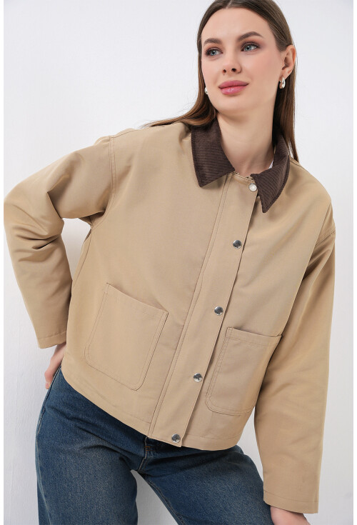 Kadın Cep Detaylı Kısa Ceket 5975