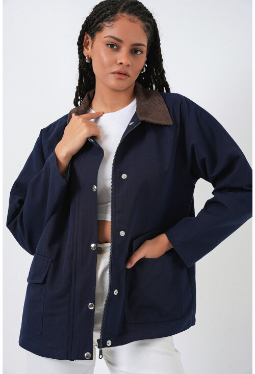 Kadın Cep Detaylı Oversize Ceket 5973