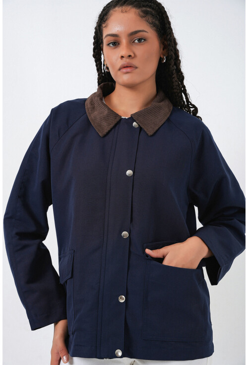 Kadın Cep Detaylı Oversize Ceket 5973