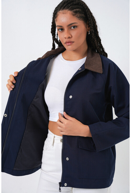 Kadın Cep Detaylı Oversize Ceket 5973