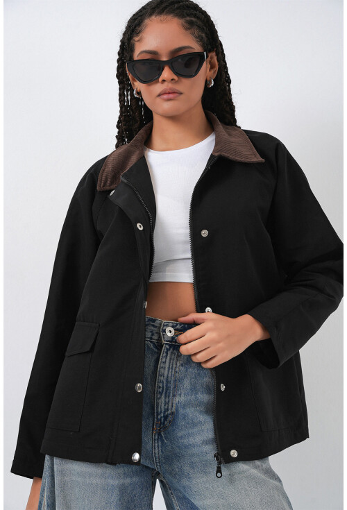 Kadın Cep Detaylı Oversize Ceket 5973