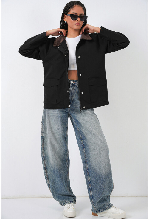 Kadın Cep Detaylı Oversize Ceket 5973