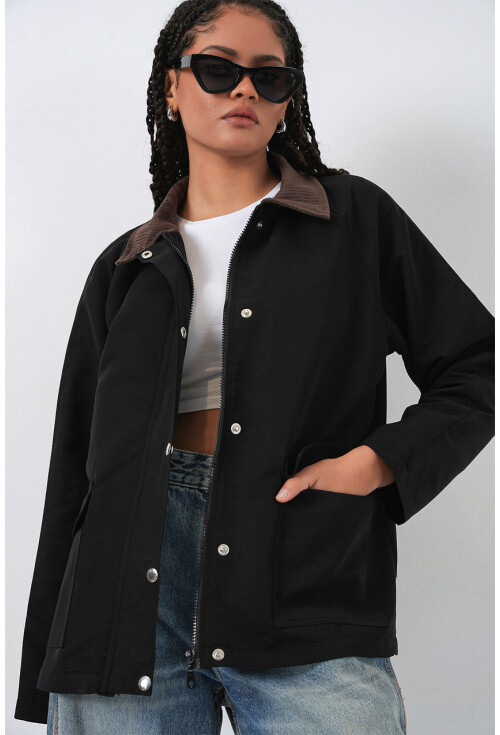 Kadın Cep Detaylı Oversize Ceket 5973