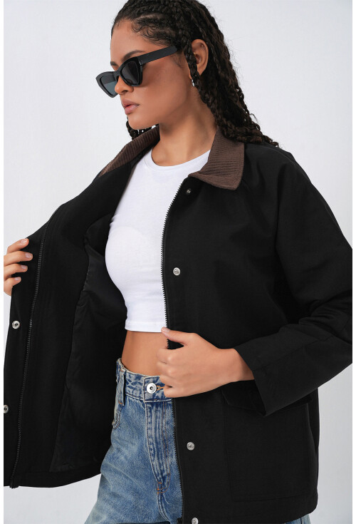 Kadın Cep Detaylı Oversize Ceket 5973