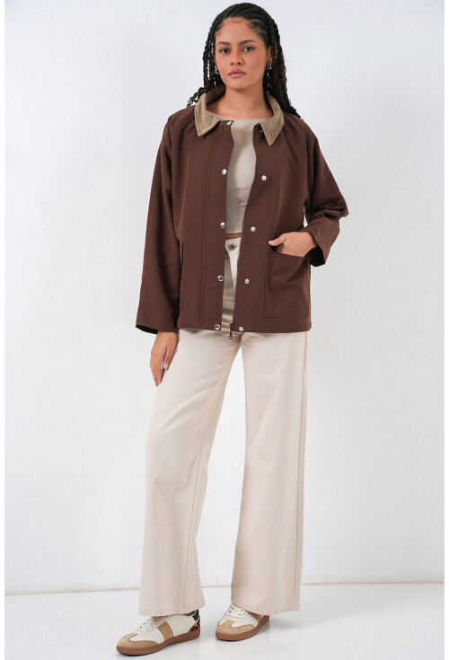 Kadın Cep Detaylı Oversize Ceket 5973