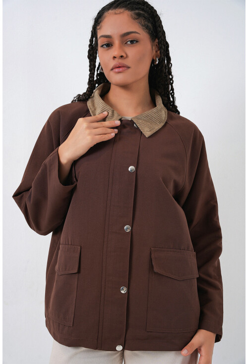 Kadın Cep Detaylı Oversize Ceket 5973