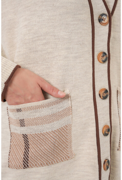 Kadın Cepli Hırka Triko İkili Takım 15964