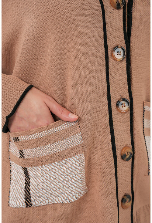 Kadın Cepli Hırka Triko İkili Takım 15964