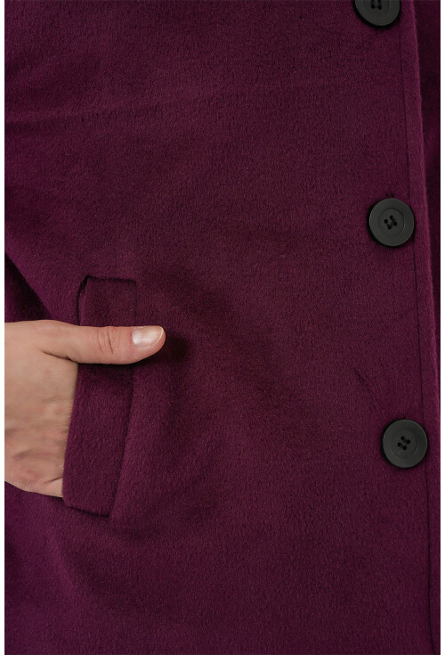 Kadın Cepli Kruvaze Uzun Kollu Kısa Kaşe Ceket 0724