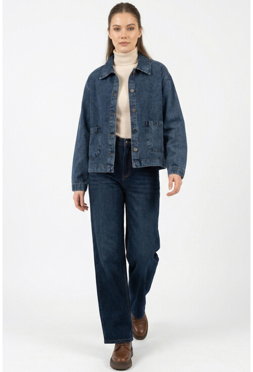 Kadın Çift Cepli Denim Ceket 0731