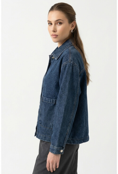 Kadın Çift Cepli Denim Ceket 0731