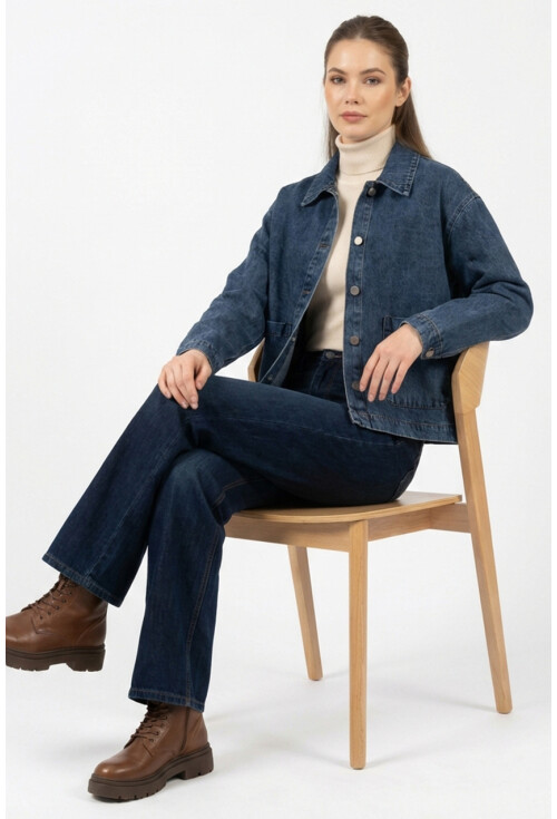 Kadın Çift Cepli Denim Ceket 0731