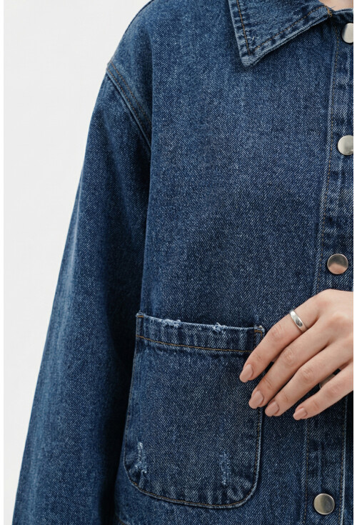 Kadın Çift Cepli Denim Ceket 0731