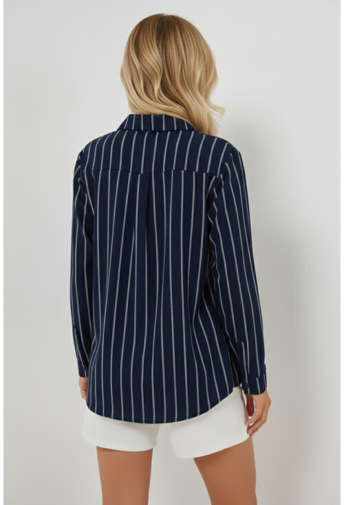 Kadın Çizgili Oversize Gömlek 20293