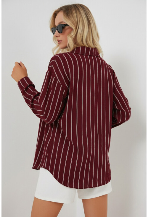 Kadın Çizgili Oversize Gömlek 20293