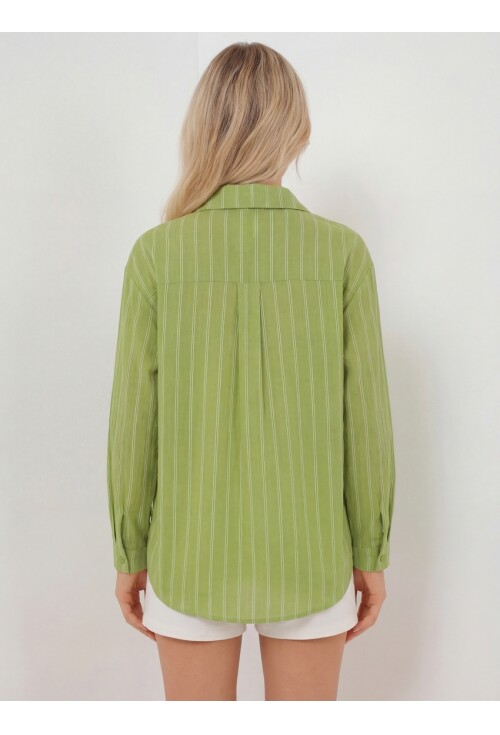 Kadın Çizgili Oversize Gömlek 20293