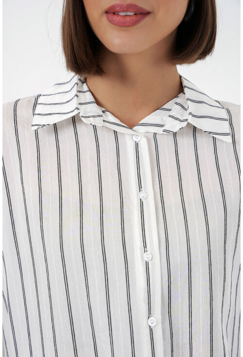 Kadın Çizgili Oversize Gömlek 20293