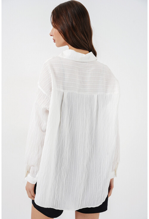 Kadın Çizgili Oversize Gömlek 20293