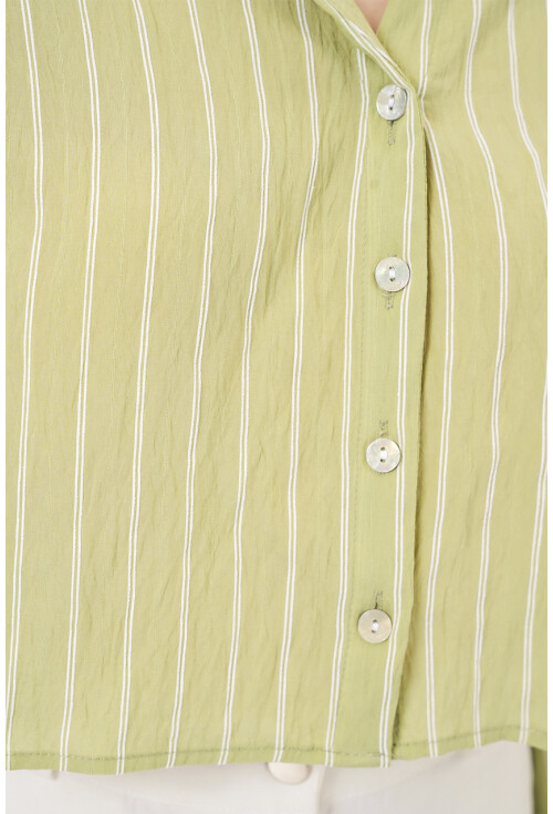 Kadın Çizgili Oversize Kısa Gömlek 20326