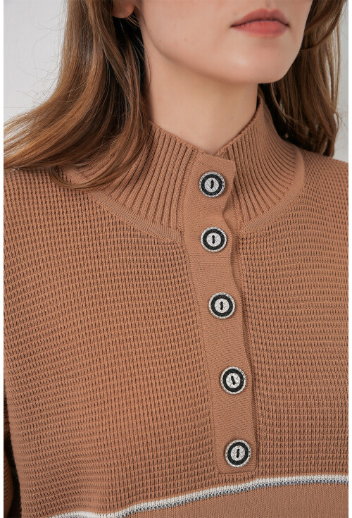 Kadın Çizgili Oversize Triko İkili Takım 15957