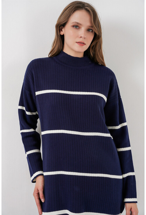 Kadın Çizgili Oversize Triko İkili Takım 15959