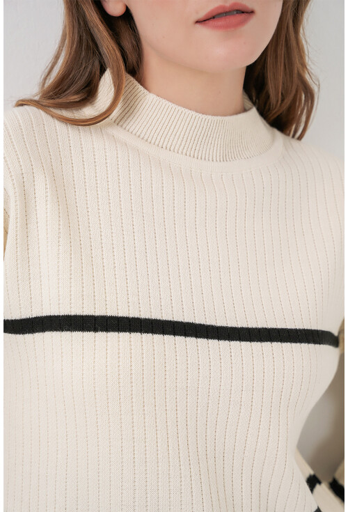 Kadın Çizgili Oversize Triko İkili Takım 15959