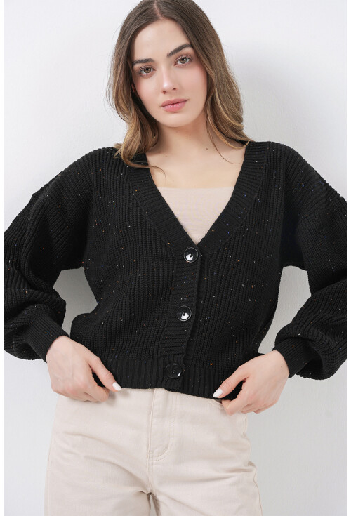 Kadın Crop Triko Hırka 15955