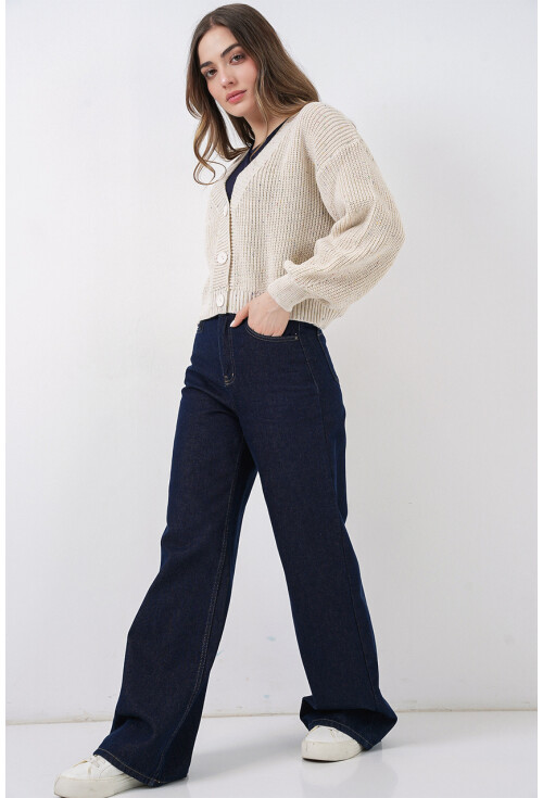 Kadın Crop Triko Hırka 15955