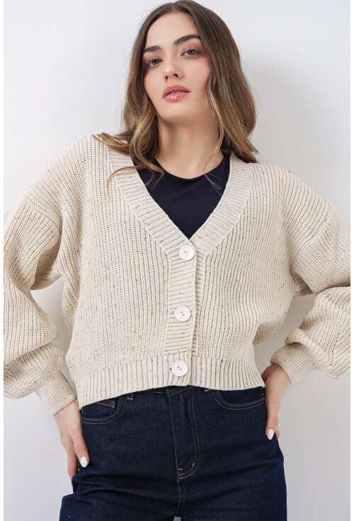 Kadın Crop Triko Hırka 15955