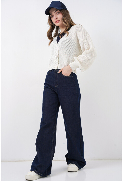 Kadın Crop Triko Hırka 15955