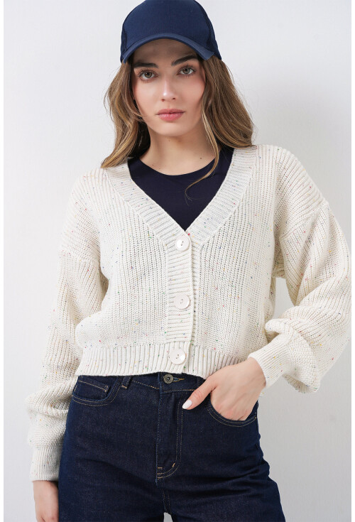 Kadın Crop Triko Hırka 15955