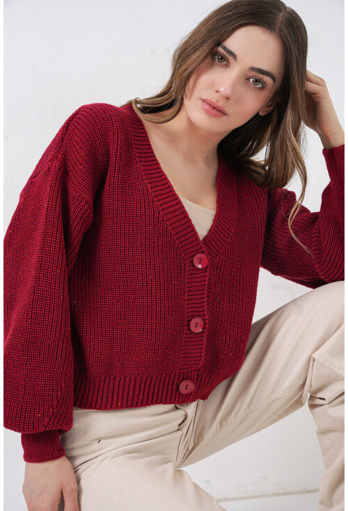 Kadın Crop Triko Hırka 15955