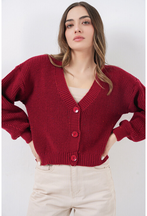 Kadın Crop Triko Hırka 15955